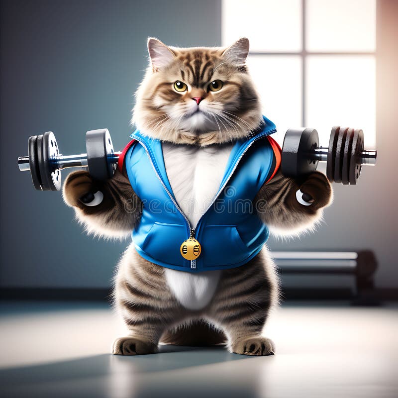 A Buff White Cat at the Gym Stock Illustration - Illustration of muscles,  active: 280905554