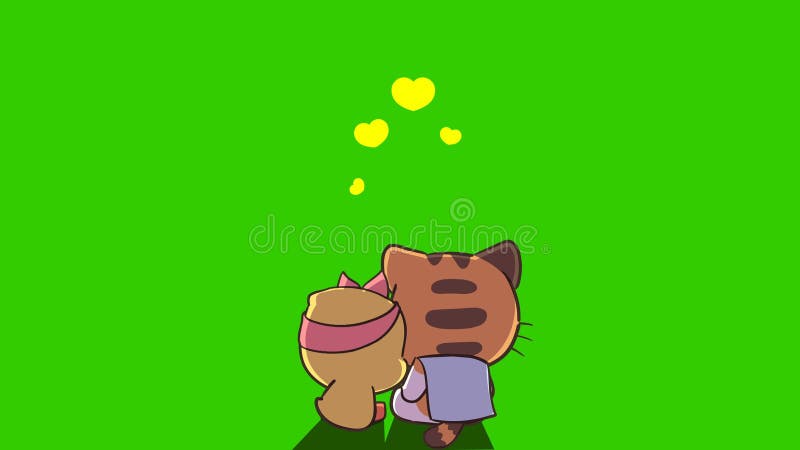 Mignon canard animé appuyé sur l'écran vert de l'épaule des amoureux illustration de vecteur