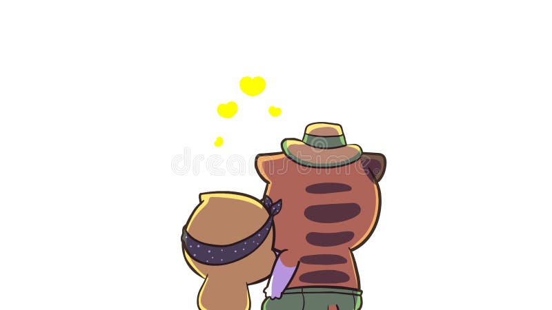 Mignon canard animé appuyé sur l'épaule des amoureux fond blanc illustration stock