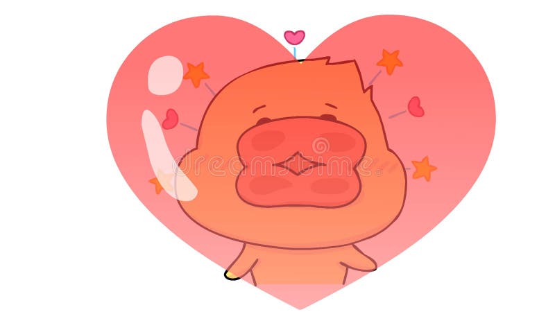 Mignon canard animé coeur baiser sur fond blanc idéal pour les enfants contenu et histoires d'amour illustration de vecteur