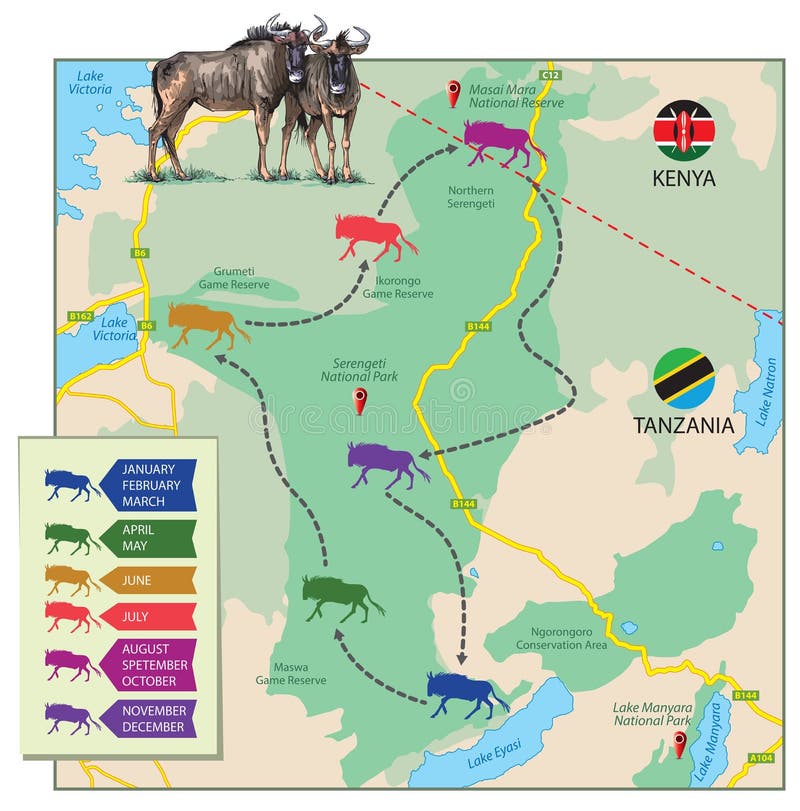 Migration map - wildebeest