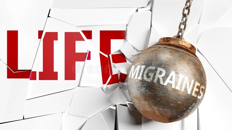 Migrazioni e vita - nella foto: una parola 'Migraine' e una palla di rottami per simboleggiare che le migrazioni possono avere ef