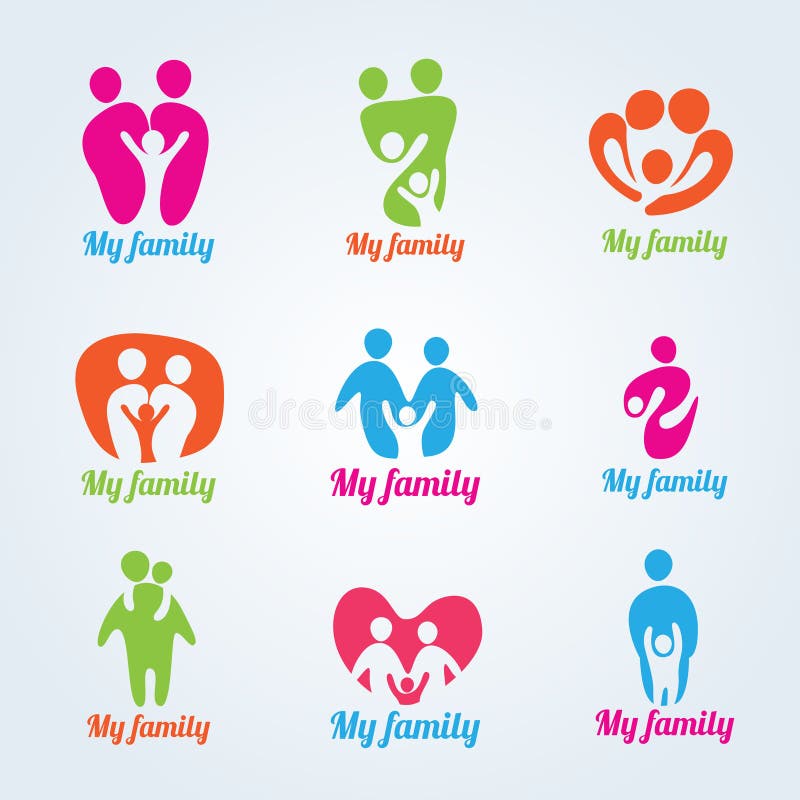Mijn modern het embleem vectorontwerp van familiemensen stock illustratie Mijn modern het embleem vectorontwerp van familiemensen stock illustratie