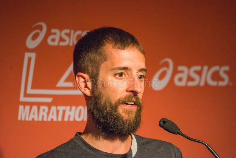 Mike Morgan , american marathon runner attends a press conferen royalty free stock images Mike Morgan , american marathon runner attends a press conferen royalty free stock images