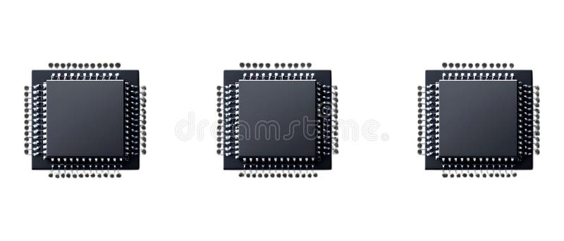 Mikrochip-Set mit transparentem Hintergrund für Technologieelektronik- oder digitale Designprojekte lizenzfreies stockfoto