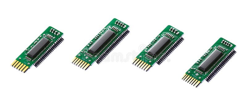Mikrochip-Set mit transparentem Hintergrund für Technologieelektronik- oder digitale Designprojekte lizenzfreie stockbilder