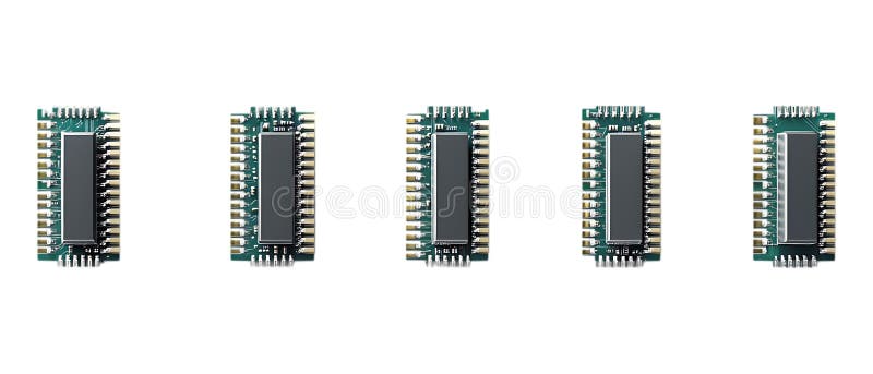 Mikrochip-Set mit transparentem Hintergrund für Technologieelektronik- oder digitale Designprojekte lizenzfreie stockfotografie