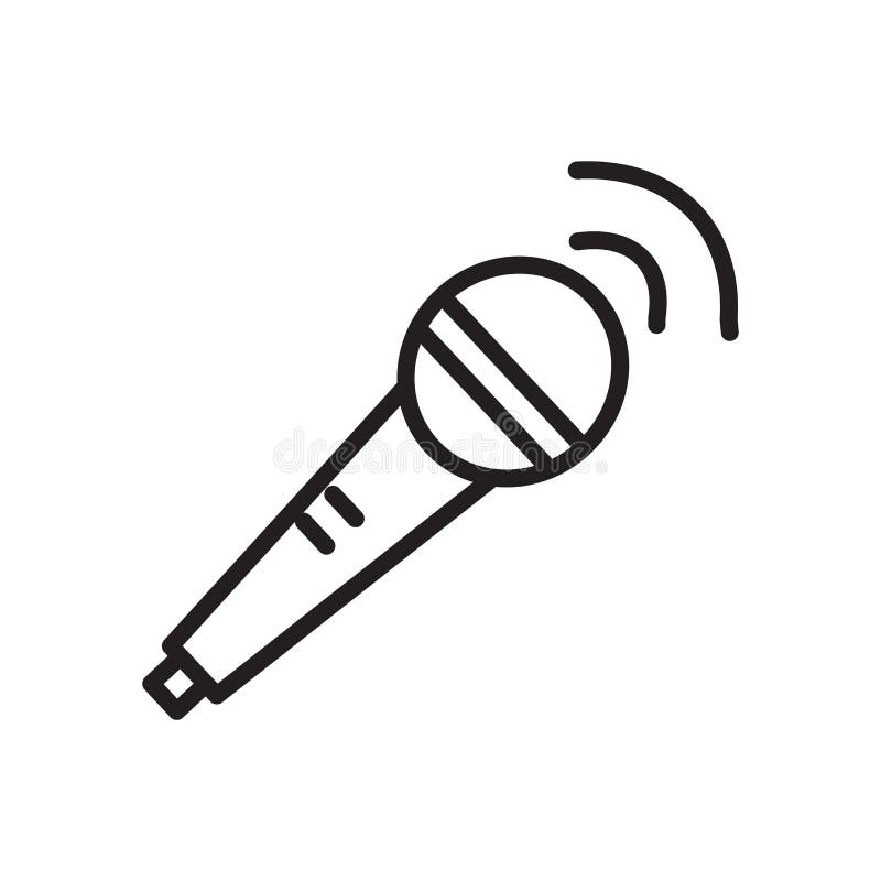 Mikrofon ikony wektor odizolowywający na białym tle, mikrofonu znak, liniowy symbol i uderzenie projekta elementy w konturze, pro royalty ilustracja Mikrofon ikony wektor odizolowywający na białym tle, mikrofonu znak, liniowy symbol i uderzenie projekta elementy w konturze, pro royalty ilustracja