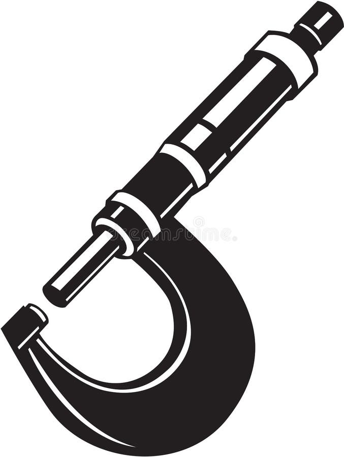 Mikrometer som mäter hjälpmedelvektorillustrationen stock illustrationer