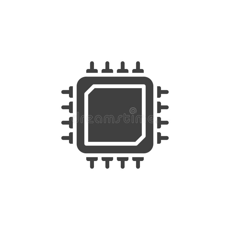 Mikroprocessor mikrochipsvektorsymbol. Microprocessor, Microchip vector icon. Cpu processor filled flat sign for mobile concept and web design. Computer circuit chip glyph icon. Symbol, logo illustration. Vector graphics