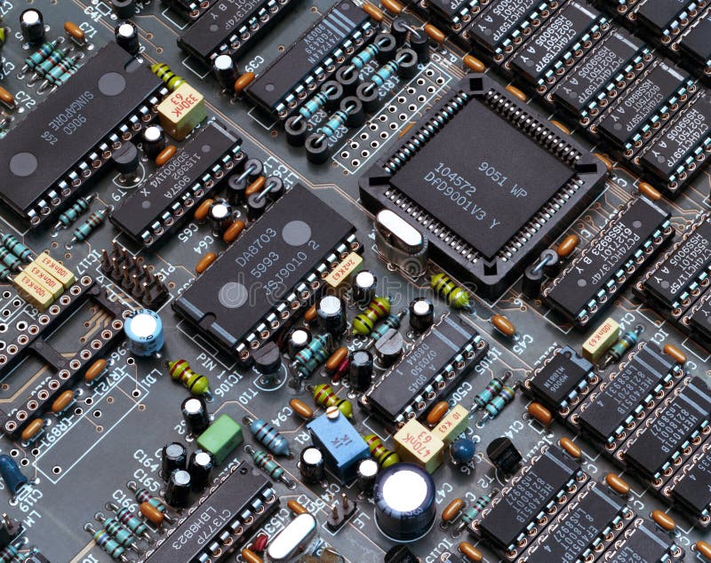 An array of Microprocessors on a Printed Circuit Board. An array of Microprocessors on a Printed Circuit Board