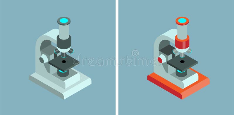 Mikroskop wektorowe isometric ikony ilustracja wektor