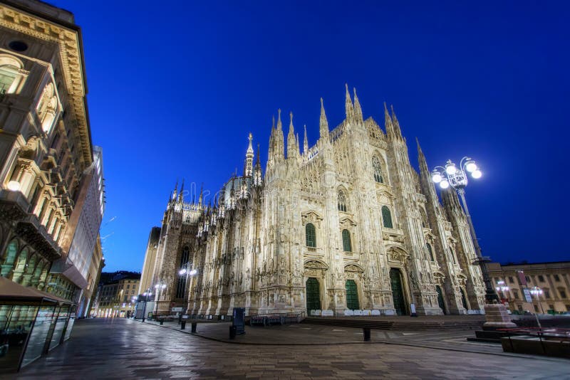 Milan City, Piazza Del Duomo Square Stock Image - Image of center, dark ...