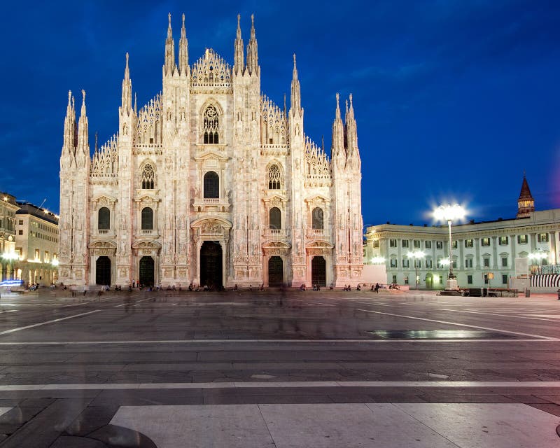 Milan Duomo, Gothic Cathedral Stock Photo - Image of night, italy ...