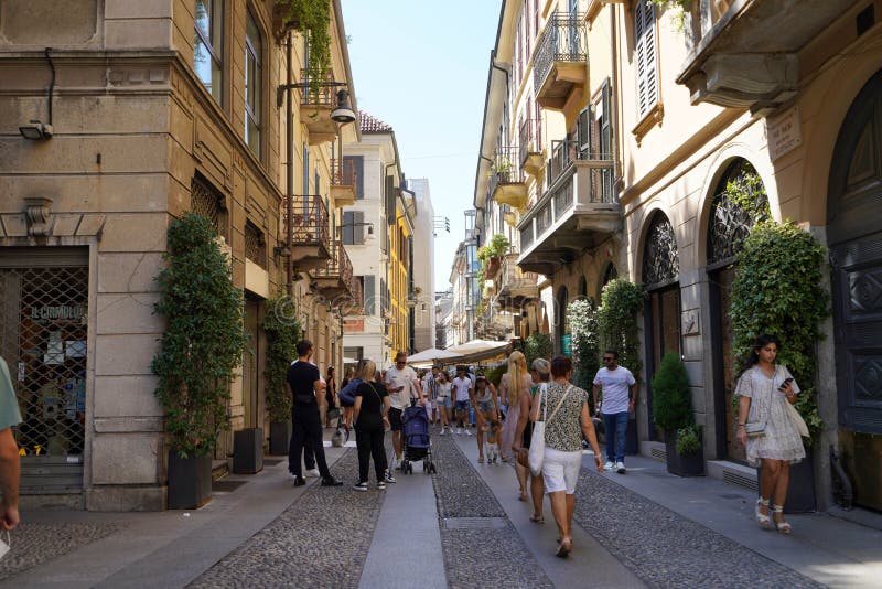 MILAN, ITALY - AUGUST 13, 2022: Typical Street in Neighborhood Brera in ...