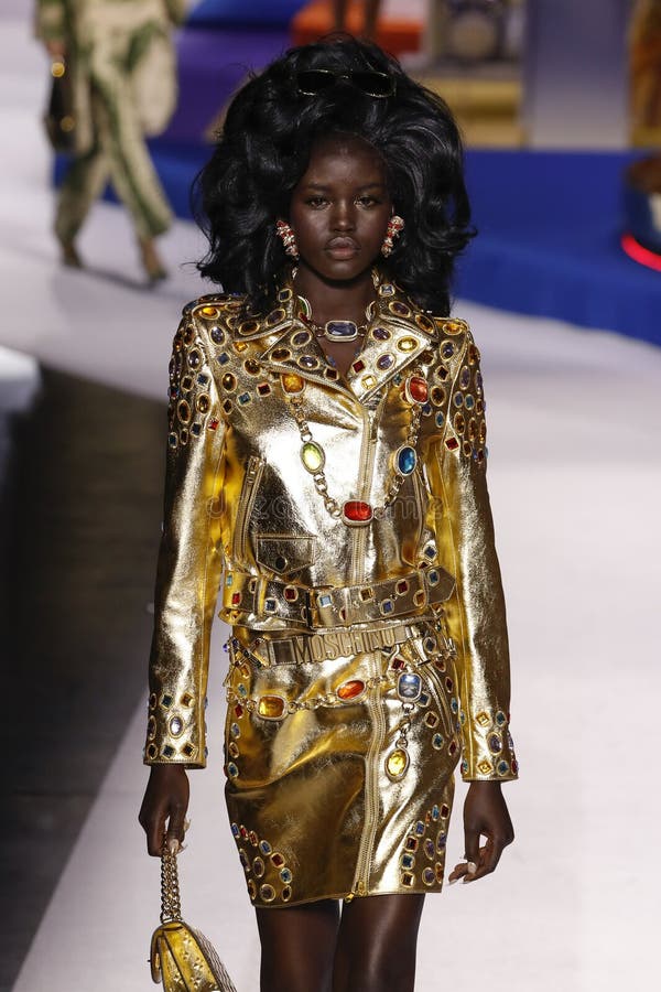 Adut Akech Walks the Runway at the Moschino Show at Milan Fashion Week ...
