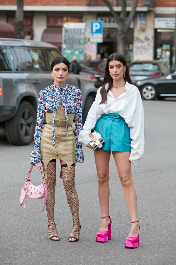 Angela Rozas Saiz and Aida Domenech before Emporio Armani Fashion Show ...