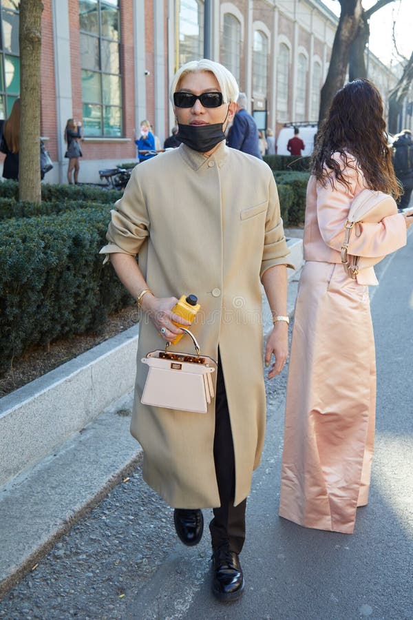 Bryanboy with Leopard Skin Design Coat and Red Louis Vuitton Phone Cover  before MSGM Fashion Show, Milan Fashion Editorial Image - Image of belt,  spotted: 194562085