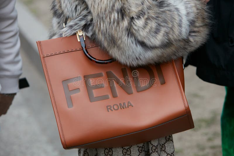 Woman with Black Louis Vuitton Bag with Golden Logo and Brown Jacket before  Gucci Fashion Show, Milan Fashion Editorial Photography - Image of stylish,  sunlight: 194554907