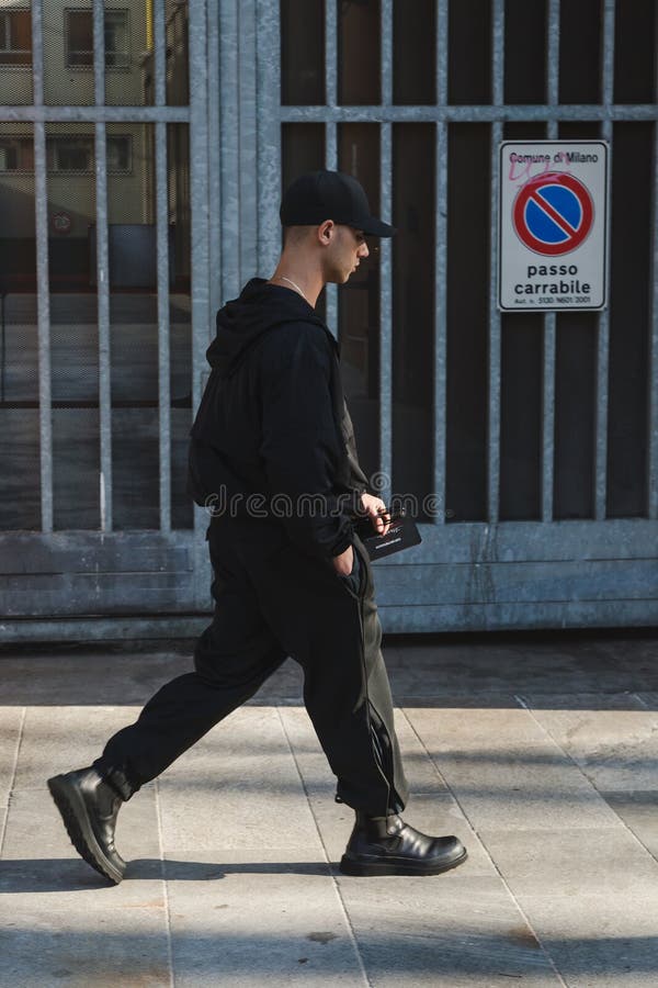 Fashionable man during Milan Men`s Fashion Week stock photography Fashionable man during Milan Men`s Fashion Week stock photography