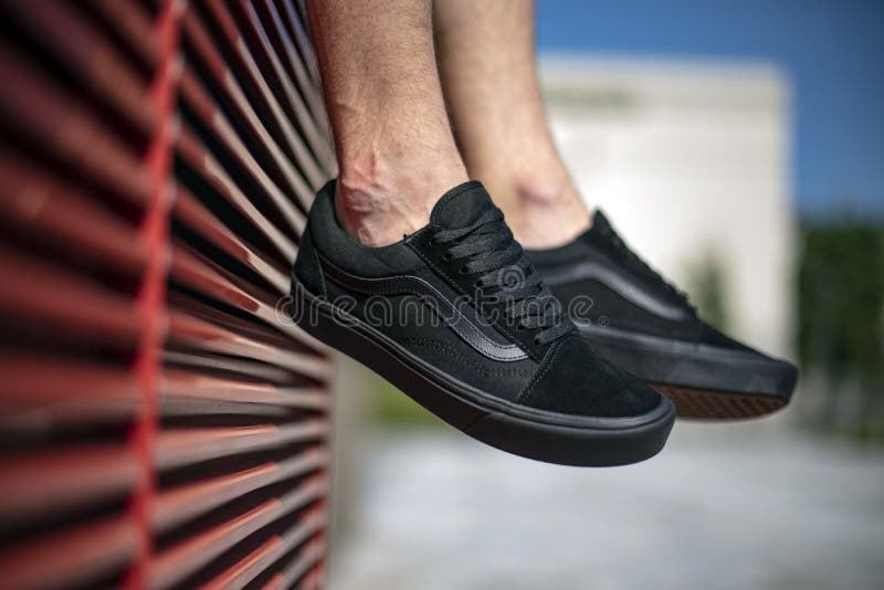 Black Vans old school editorial stock photo. Image of shoe - 154333743