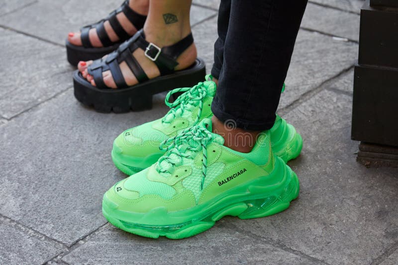 Man with Green Balenciaga Sneakers before Palm Angels Fashion Show, Milan Fashion Week Style Editorial Image - Image of italy, show: 194263155