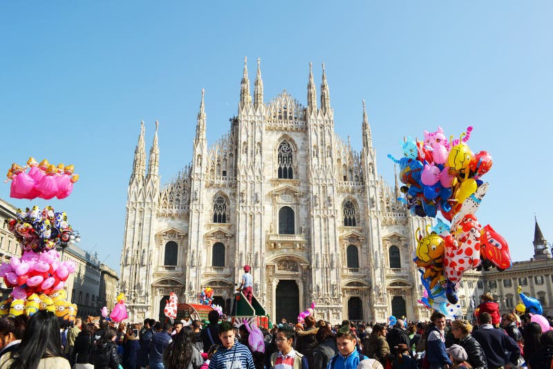 Duomo Square of Milan Decorated with the Christmas Tree and the ...