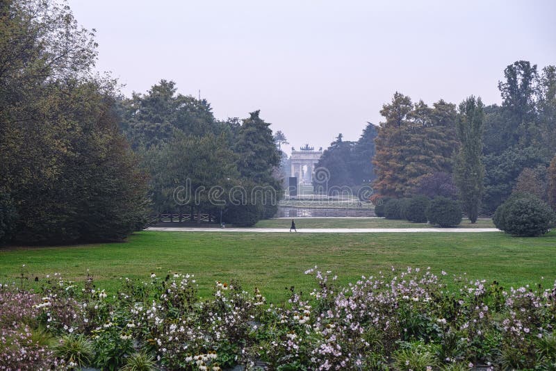 Milan Italy: Sempione Park at Fall Stock Photo - Image of arco ...