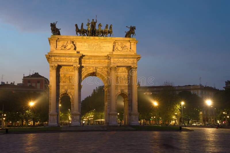 Arc De Triomphe Porta Sempione. Milan Editorial Photography - Image of ...