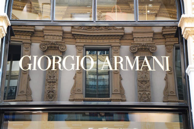 MILAN, ITALY - SEPTEMBER 7, 2017: Facade of Giorgio Armani Store Inside ...