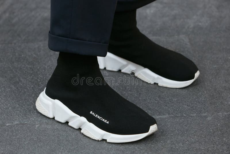 Man with Balenciaga Black and White Shoes before Giorgio Armani Fashion  Show, Milan Fashion Week Street Style on Editorial Photography - Image of  illustrative, white: 194547787