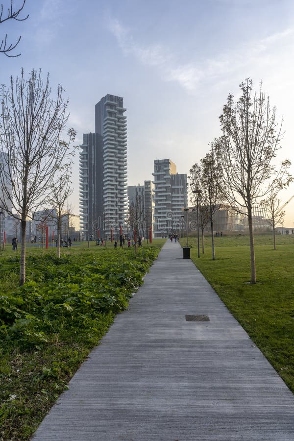 Modern buildings in Gae Aulenti square, Milan