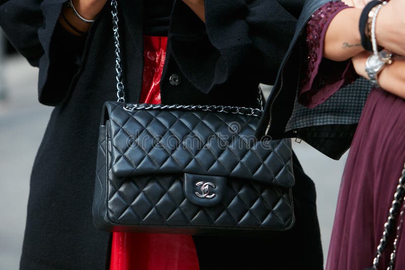 Women with Black Leather Chanel Bags before Antonio Marras Fashion Show, Milan  Fashion Week Street Style on Editorial Photography - Image of marras,  dress: 194564517