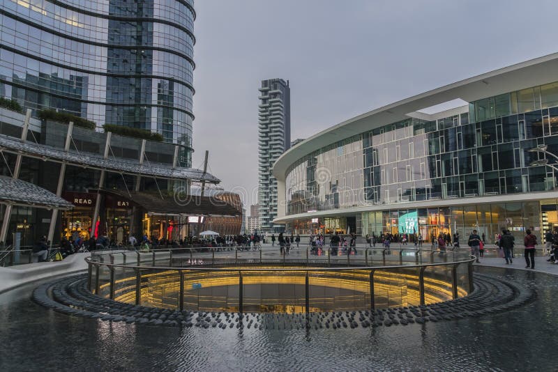 Milan square editorial stock photo. Image of aulenti - 92135563