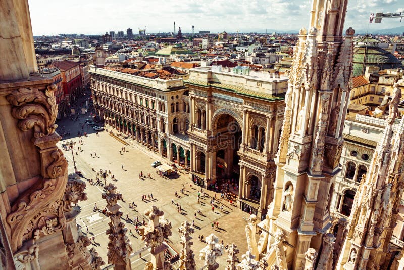 Milano city square aerial view
