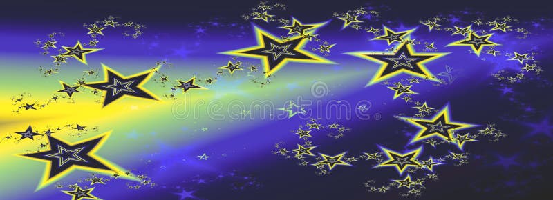 Milchstraße Galaxy Stream von blauen und gelben Sternen fraktalen Breitbilddarm lizenzfreie abbildung