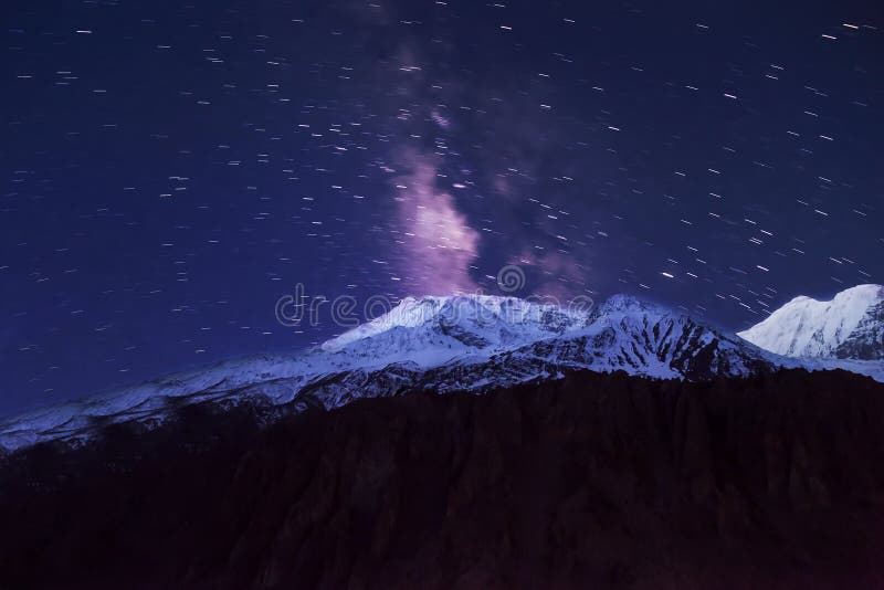 Milky way and mountains landscape in Himalaya. Milky way and mountains landscape in Himalaya