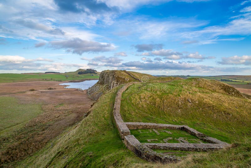 Milecastle 39, Muralha de Adriano, Northumberland, Inglaterra fotos de stock royalty free