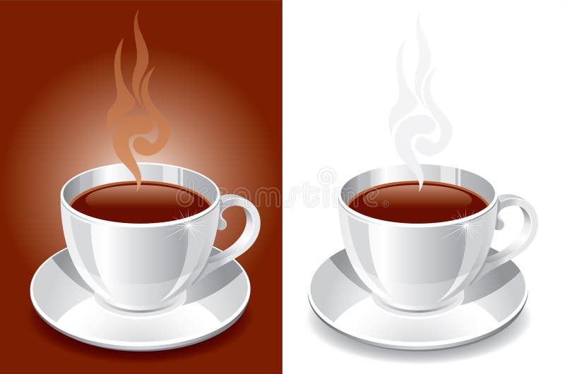 White glossy cup with strong coffee or tea, illustration. White glossy cup with strong coffee or tea, illustration