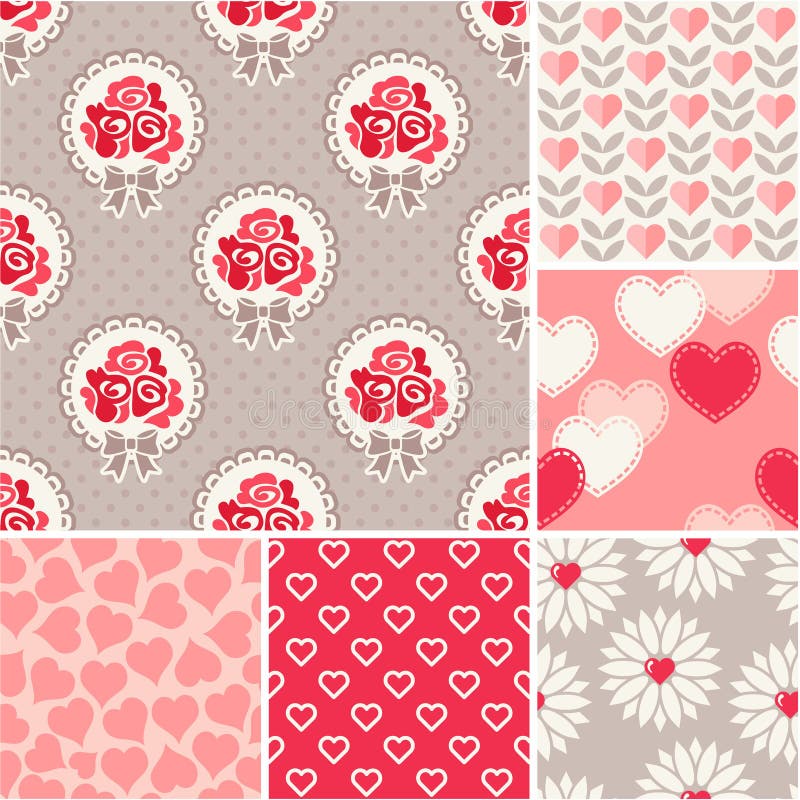 Milieux sans couture réglés - Saint-Valentin de papier d'album illustration libre de droits