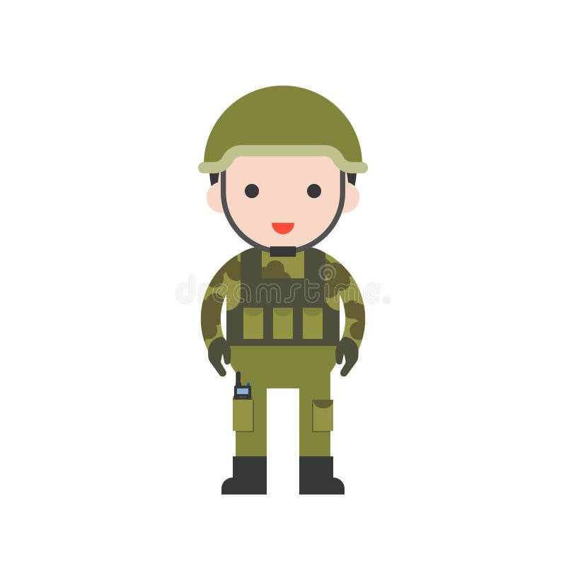Militair, leuke karakter professionele reeks, vlak ontwerp stock illustratie Militair, leuke karakter professionele reeks, vlak ontwerp stock illustratie