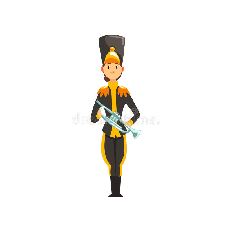 Militair in zwarte eenvormige het spelen trombone, lid van leger militaire band met muzikale instrumenten vectorillustratie op a royalty-vrije illustratie Militair in zwarte eenvormige het spelen trombone, lid van leger militaire band met muzikale instrumenten vectorillustratie op a royalty-vrije illustratie