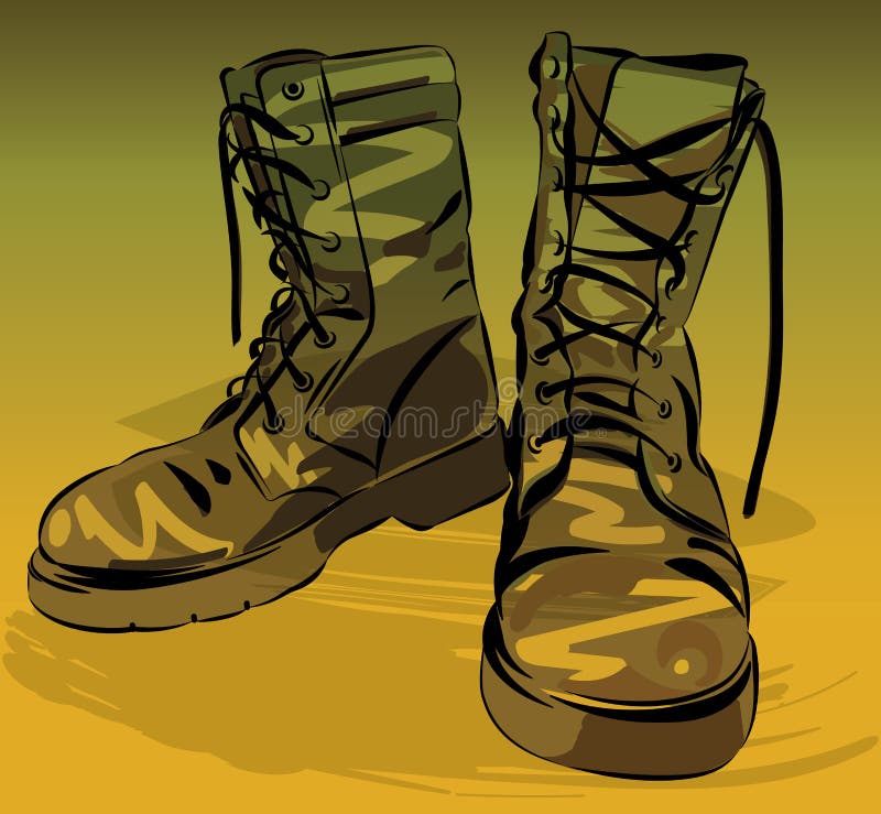 Militaire leer versleten laarzen vectorillustratie