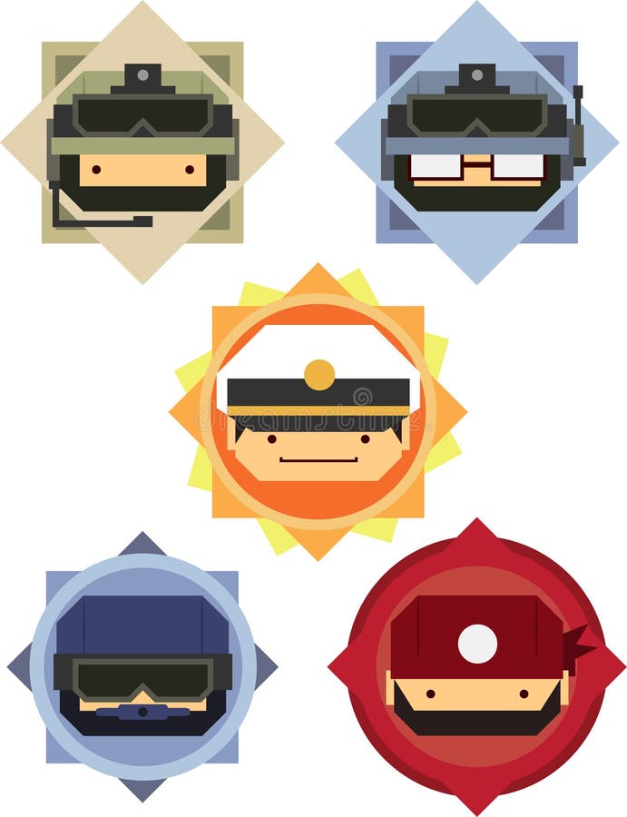 Militaire Militair & Ambtenaar Cartoon Icons stock illustratie Militaire Militair & Ambtenaar Cartoon Icons stock illustratie