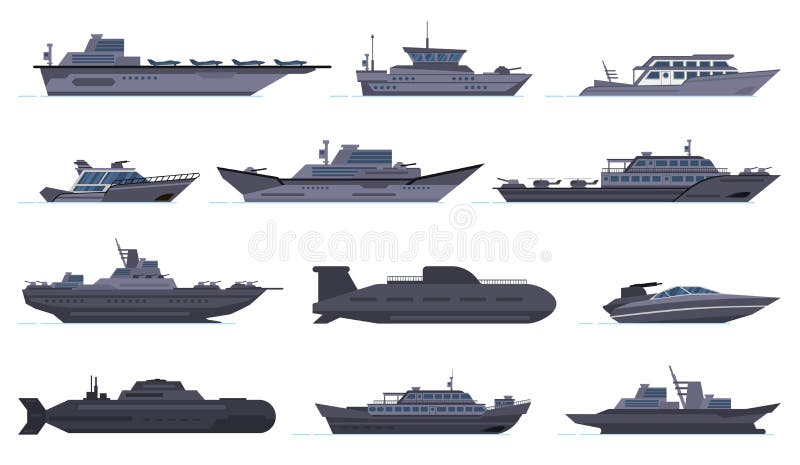 Militaire schepen. gevechtsboten voor rakettenbeveiliging moderne oorlogsschepen en het wapen van het onderzeeër