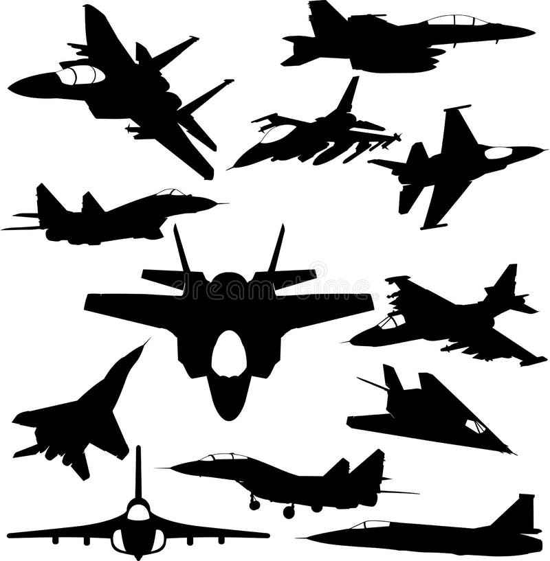 Militaire straal-vechterssilhouetten