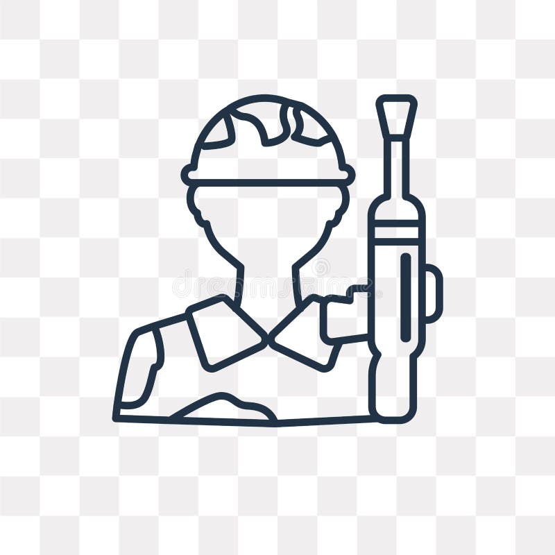 Militar vector icon on transparent background, linear M stock illustration Militar vector icon on transparent background, linear M stock illustration