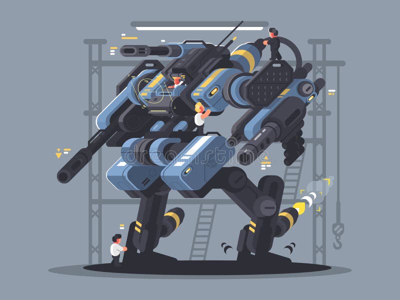 Militarny exoskeleton kontrolujący mężczyzna ilustracji Militarny exoskeleton kontrolujący mężczyzna ilustracji