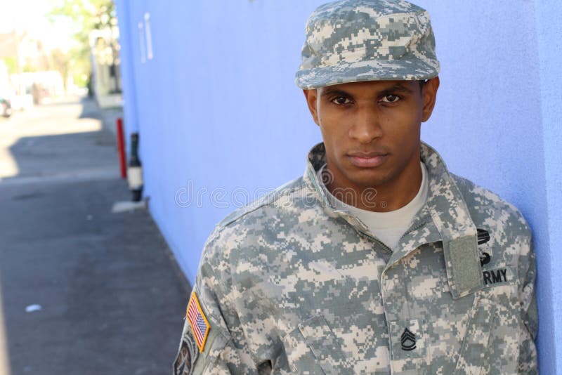 Military African American man with PTSD