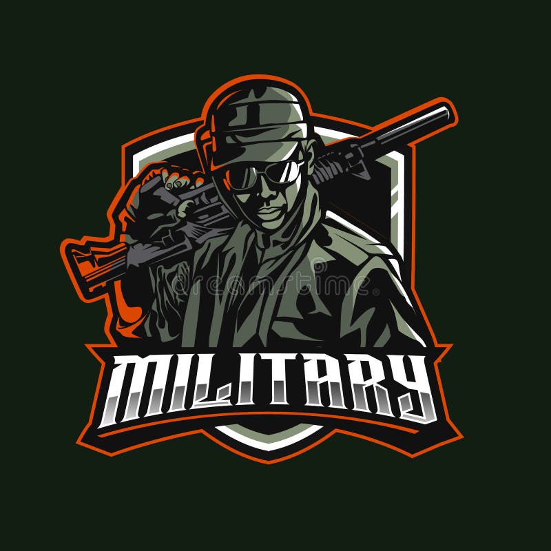 Esports logo gaming jogo de tiro do exército